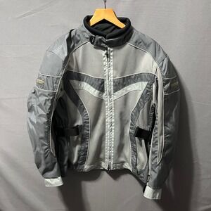Olympia Moto Sports Mens Gray Mesh Cordura Motorcycle Riding Jacket Size L